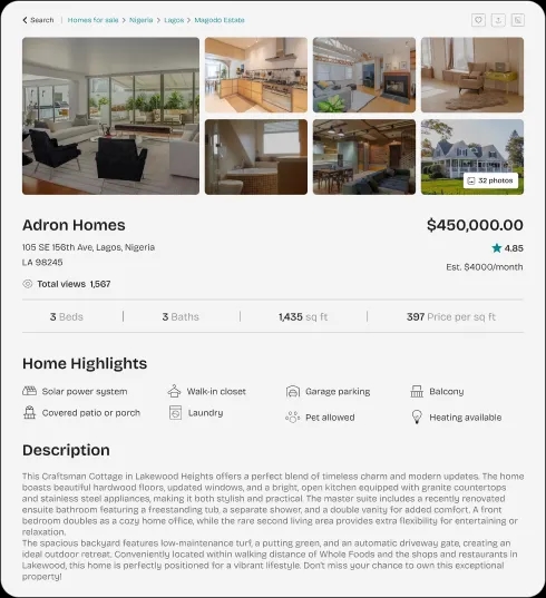Viewing Photos of a Property Listing